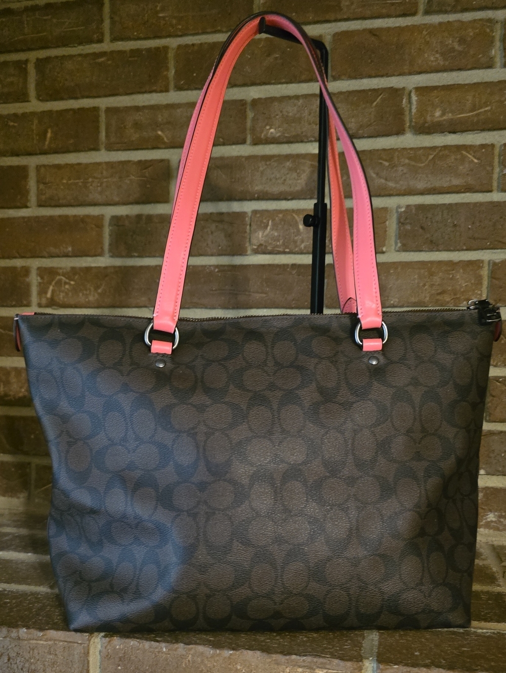 Coach Gallery Tote In Signature Canvas Brown Pink - Picture 4 of 7